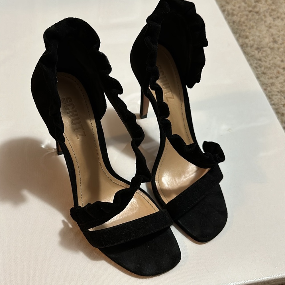 SCHUTZ Aime Suede Leather d’Orsay High-Heel Sandals - in box